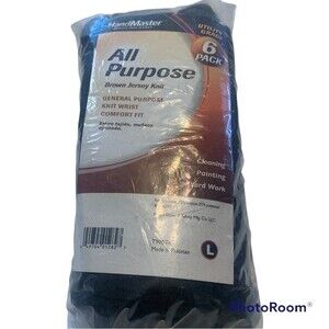 Handmaster - All Purpose Gloves, Pack of 6, Brown Jersey Knit, Size L